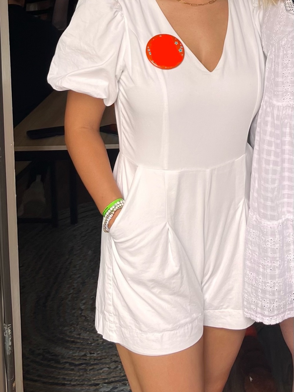 TCEC White Puff Sleeve Romper